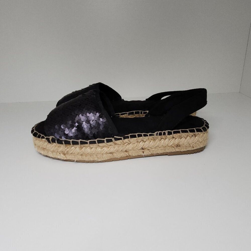 Nalho Sequin Wedge Espadrilles Black Women's Shoe Size 6 US - Picture 3 of 9